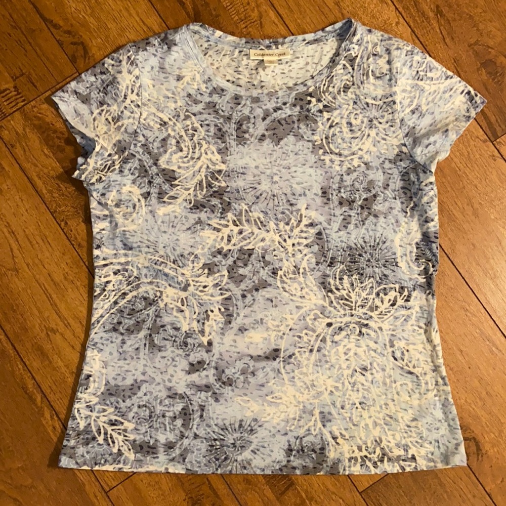 Coldwater Creek Blue Short Sleeve Tee Shirt